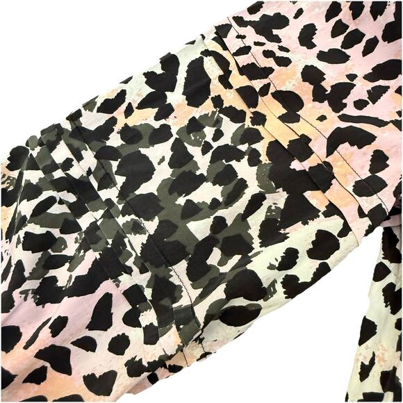 Veronica Beard Multicolor Leopard Print Lety Silk Top Size 4 Pastel Black Blouse - Picture 7 of 11